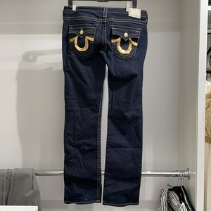 True religion boot cut jeans with gold sequence